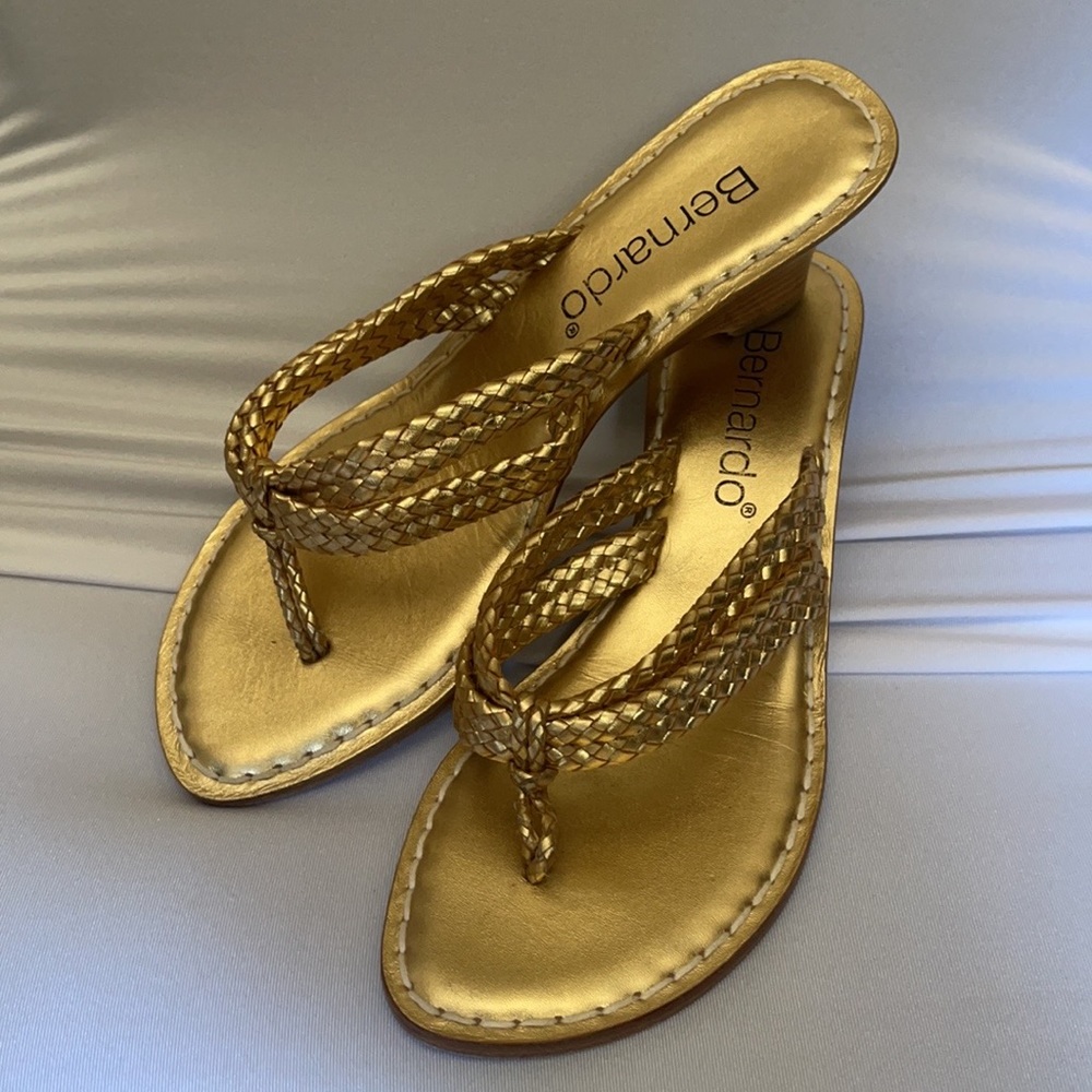Bernardo Gold Braided Sandals